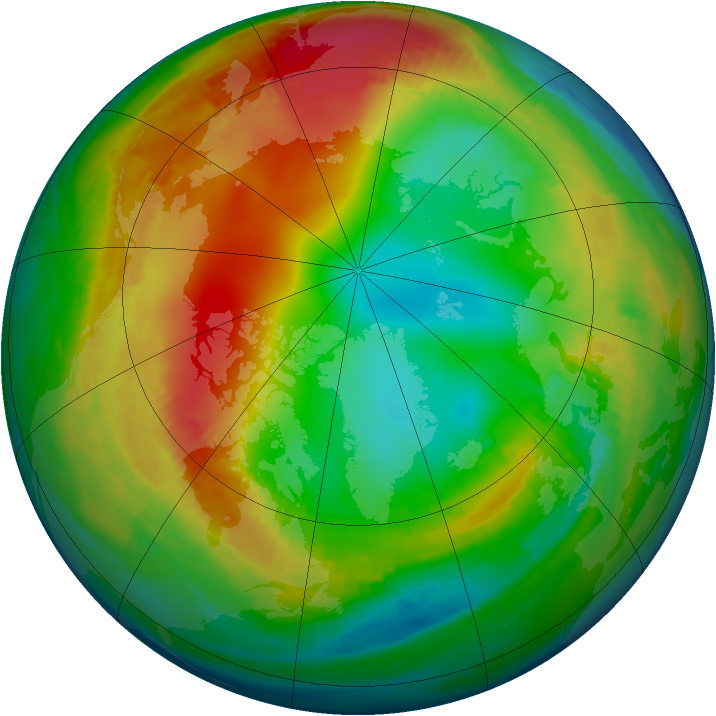 Arctic ozone map for 23 January 1990